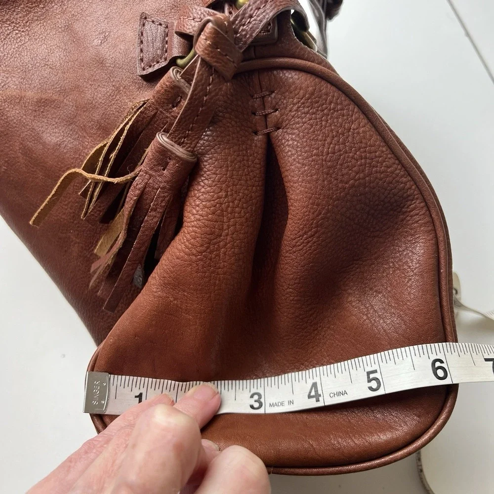 Margot  Genuine Leather Brown Purse  Bag with Tassel Detail